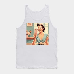 Vintage Selfie Retrogram Pin Up Girl Art Tank Top